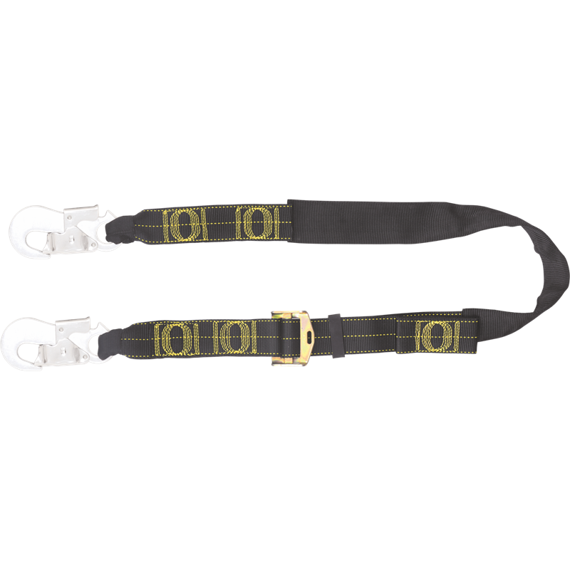 Longe ajustable de maintien au travail en sangle REVOLTA avec mousquetons à verrouillage automatique en aluminium Longe ajustable de maintien au travail en sangle REVOLTA avec mousquetons à verrouillage automatique en aluminium