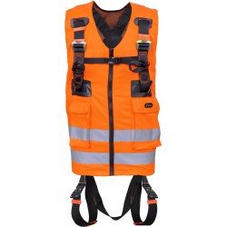 Arnés anticaída 2 puntos de enganche con chaleco de trabajo alta visibilidad naranja