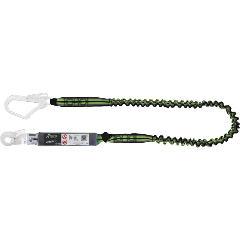 Longe en sangle élastique 2 m avec absorbeur d’énergie et mousquetons FA5020217 et FA5020755 Longe en sangle élastique 2 m avec absorbeur d’énergie et mousquetons FA5020217 et FA5020755