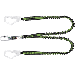 Longe fourche en sangle élastique 1,50 m avec absorbeur d’énergie et mousquetons FA5010117 et FA5020755