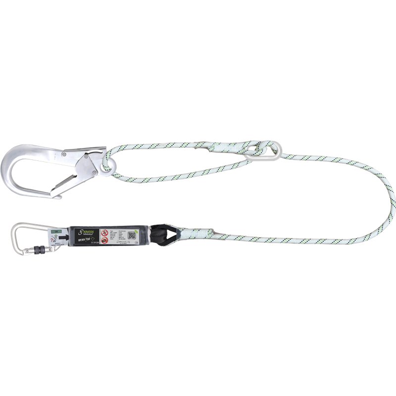 Energy absorbing kernmantle rope lanyard 2 mtr with ring adjuster Energy absorbing kernmantle rope lanyard 2 mtr with ring adjuster