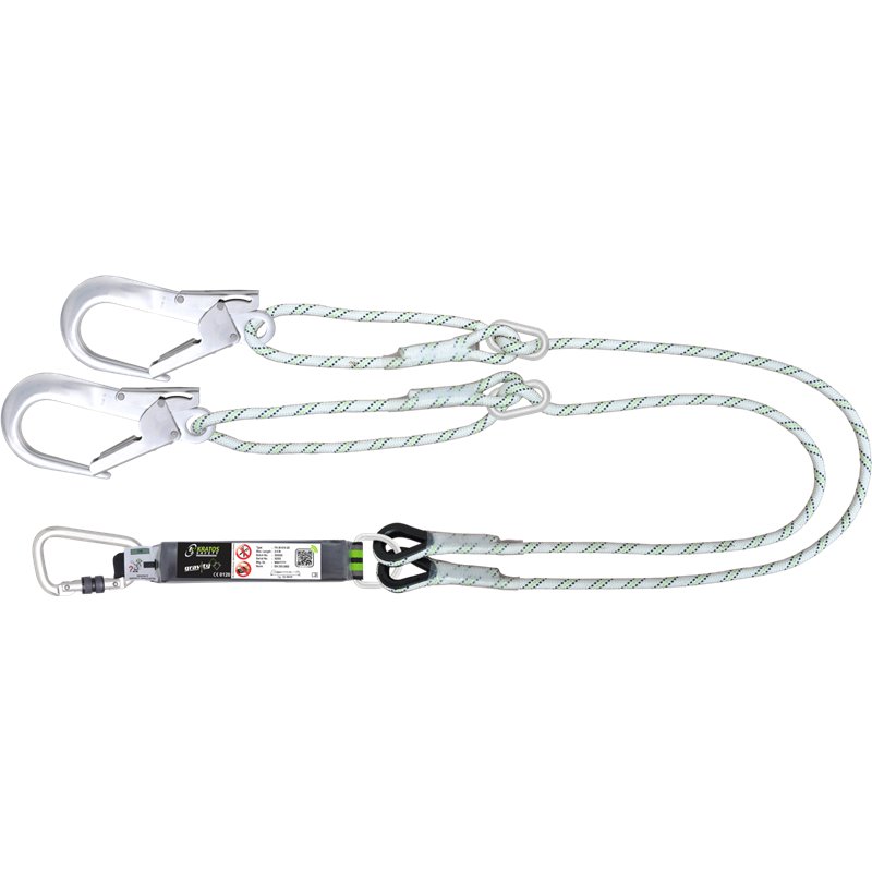 Forked Energy absorbing kernmantle rope lanyard 2 mtr with ring adjuster Forked Energy absorbing kernmantle rope lanyard 2 mtr with ring adjuster
