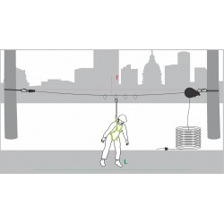 4 User Horizontal Temporary Lifeline, with 4 cross over anchors