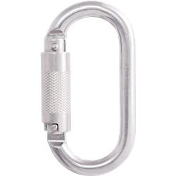Steel quarter turn-locking karabiner