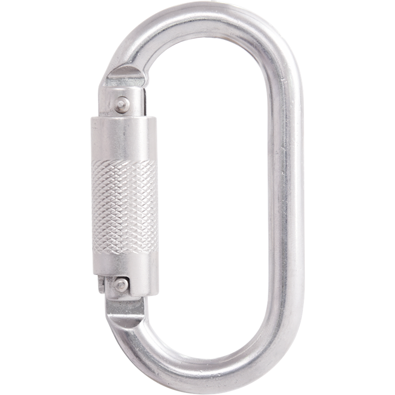 Steel quarter turn-locking karabiner