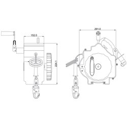 Retractable temporary horizontal lifeline, max. length 18 m