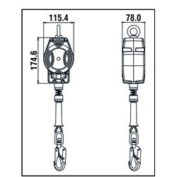 HELIXON-S wire rope, retractable fall arrester 3.50 m