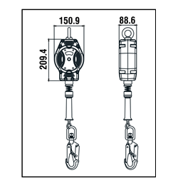 HELIXON câble, antichute à rappel automatique 7 m, pour utilisation verticale seulement