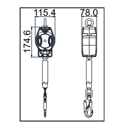 HELIXON cinta, anticaída retráctil de 3,5 m, para uso vertical solamente