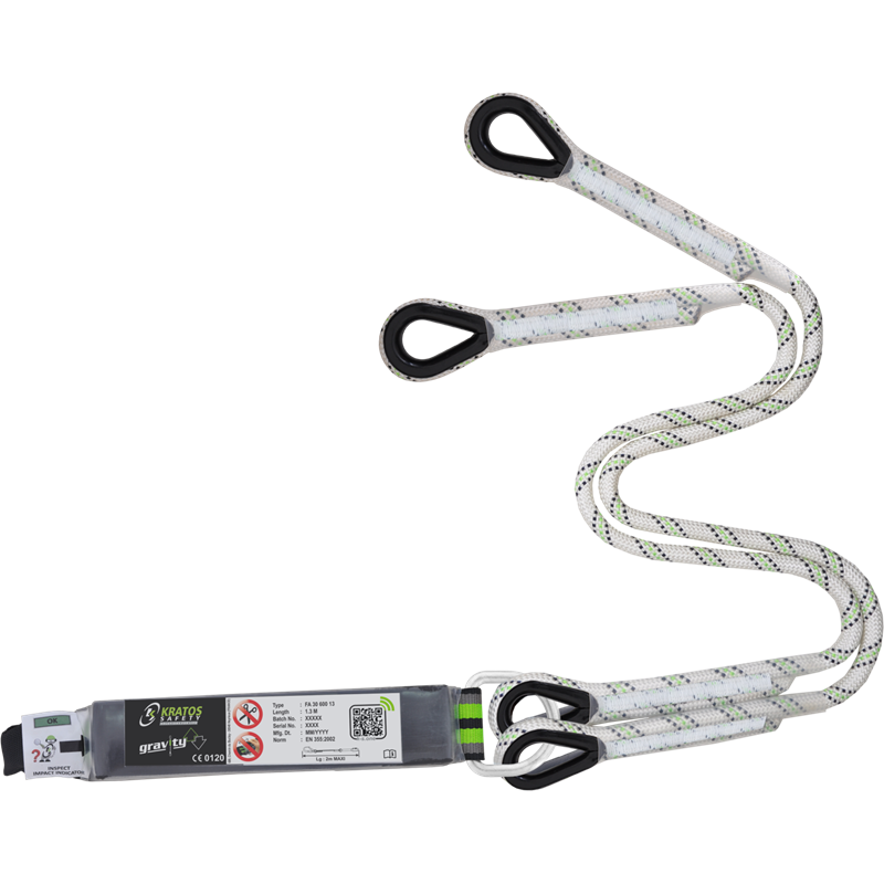 Forked energy absorbing kernmantle rope lanyard - without connector Forked energy absorbing kernmantle rope lanyard - without connector