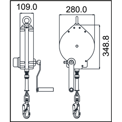 OLYMPE synthetic rope, retractable fall arrester 18 m with integrated rescue winch