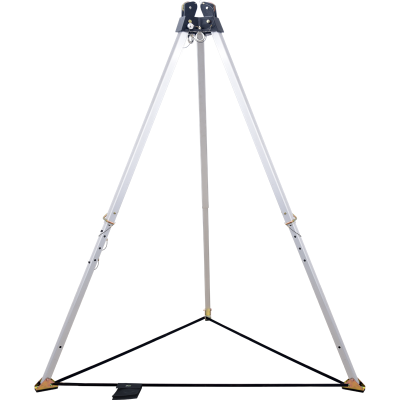 Treppiede con testa di due pulegge, altezza maxi 2,15 m Treppiede con testa di due pulegge, altezza maxi 2,15 m