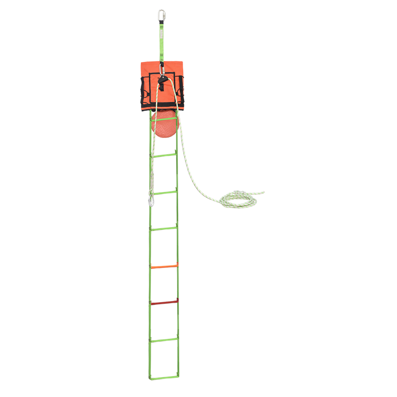 Webbing rescue ladder, lg. 6 m, with integrated belaying system