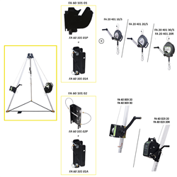 Treppiede con testa di due pulegge, altezza maxi 2,15 m