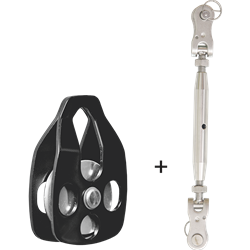 Tensioner and pulley set for TYROLL ratchet pulley