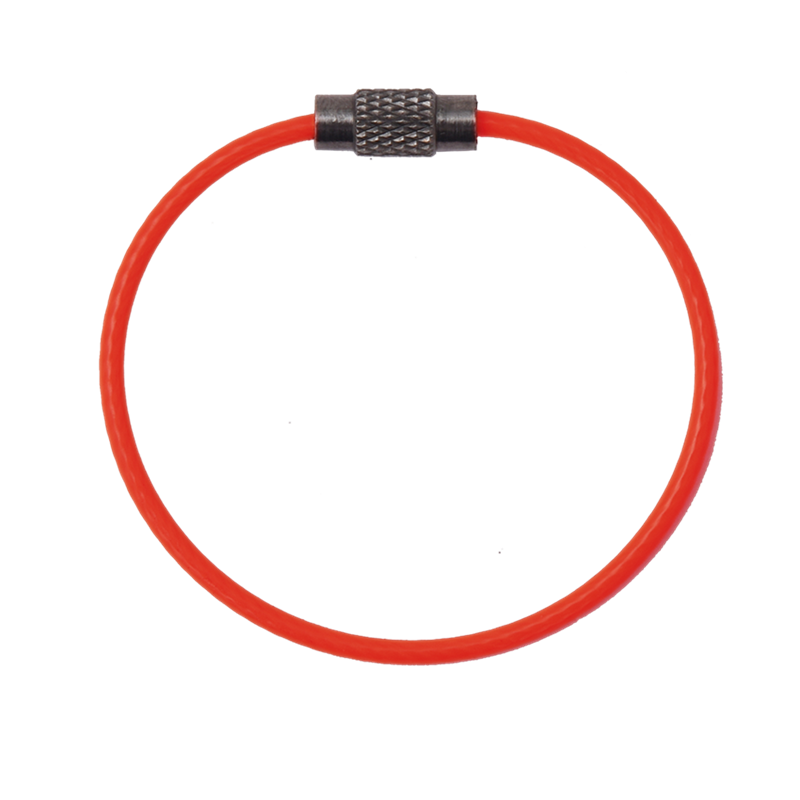 Anneau porte-outils en câble ouvrant pour créer un point d'attache sur outils munis d'un trou au niveau du manche Anneau porte-outils en câble ouvrant pour créer un point d'attache sur outils munis d'un trou au niveau du manche