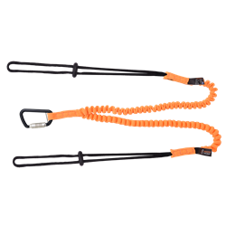 Forked stretch lanyard for connecting tools
