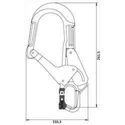 Mousqueton d'échafaudage aluminium à verrouillage automatique avec œil de connexion ouvrable