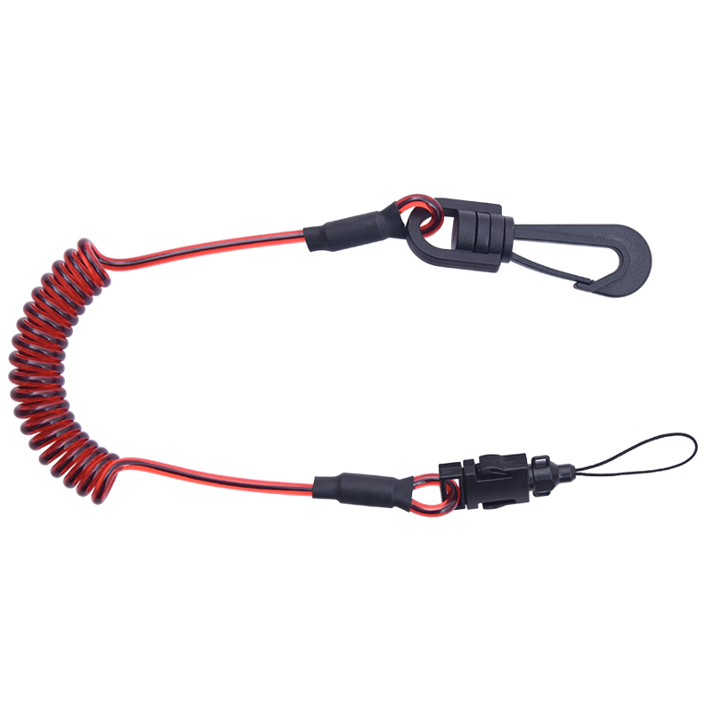 Mini-Spiralwerkzeugband mit Drehgelenk und abnehmbarer Befestigungsschlaufe Mini-Spiralwerkzeugband mit Drehgelenk und abnehmbarer Befestigungsschlaufe