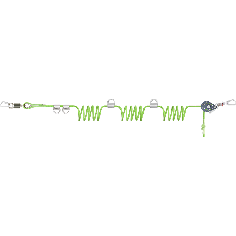 Ligne de vie temporaire horizontale 45 m pour 1 à 4 utilisateurs, avec 4 navettes