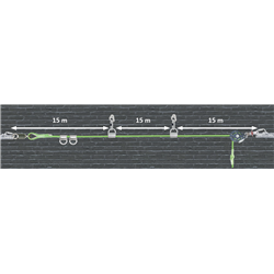 4 User Horizontal Temporary Lifeline, with 4 cross-over anchors