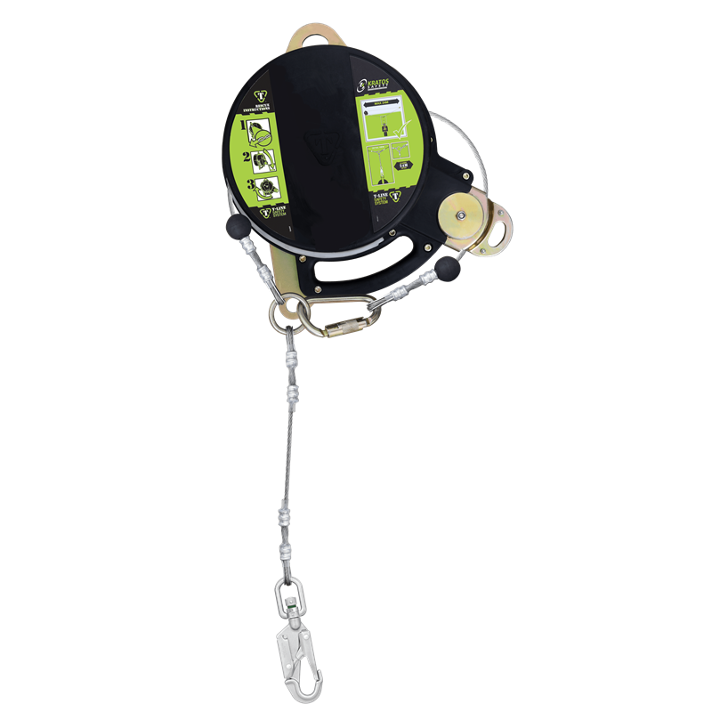 T-LINE, Retractable fall arrester with steel dual safety cable, lg. 12 m T-LINE, Retractable fall arrester with steel dual safety cable, lg. 12 m