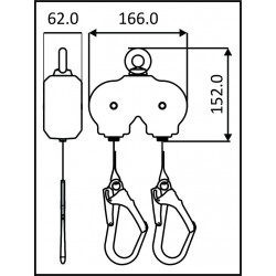 Double aluminium casing with webbing lanyards