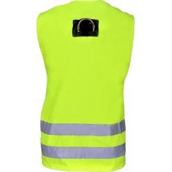 Full body harness with yellow high visibility work vest