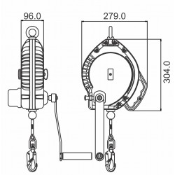 Retractable fall arrester with galvanized steel wire rope and integrated recovery system - Lg 30 mtr